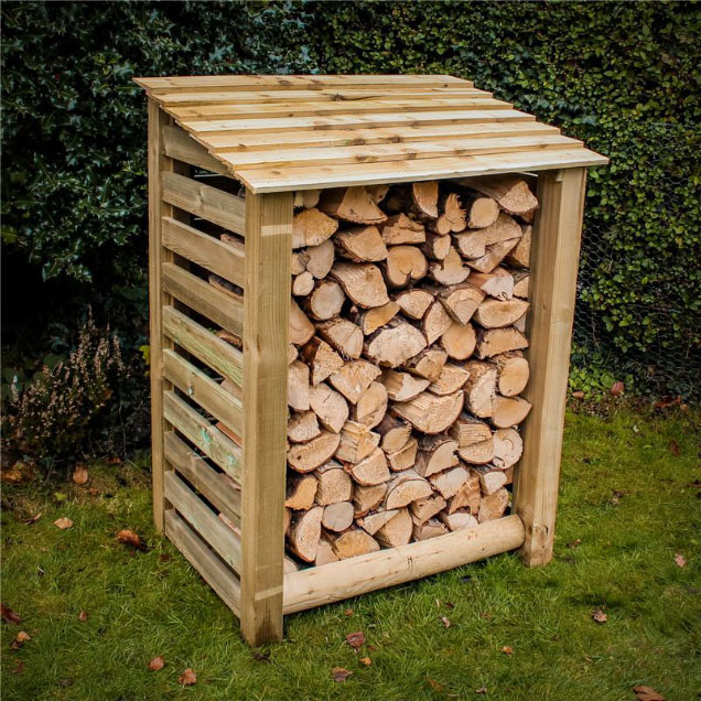 Order a Our slatted log stores offer a large amount of storage, with a smart design - the slatted side panels allowing optimal air-flow, meaning when it comes time to burn it, you will get maximum heat output from your logs! Each log store is crafted from fully pressure treated timber, meaning you will get the best of quality, with incredible durability.